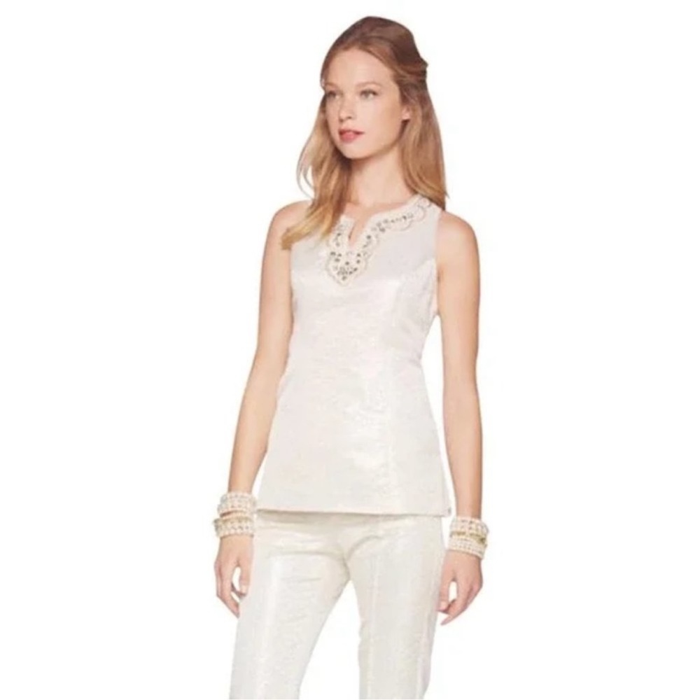Lily Pulitzer Slim Fit Metallic Terrace Blouse size 6 NWT